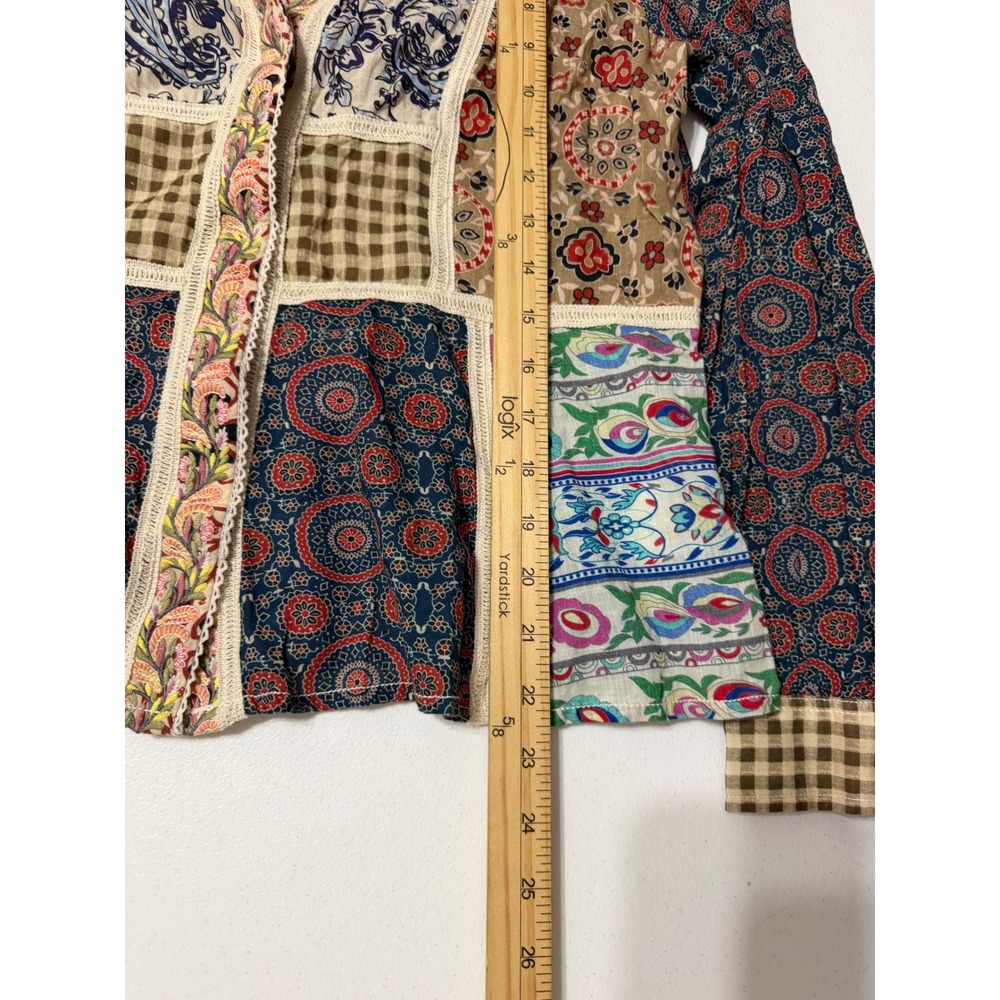 Anthropologie Pilcro Patchwork Floral Paisley Blouse Multi Color Size 8 - Picture 11 of 12